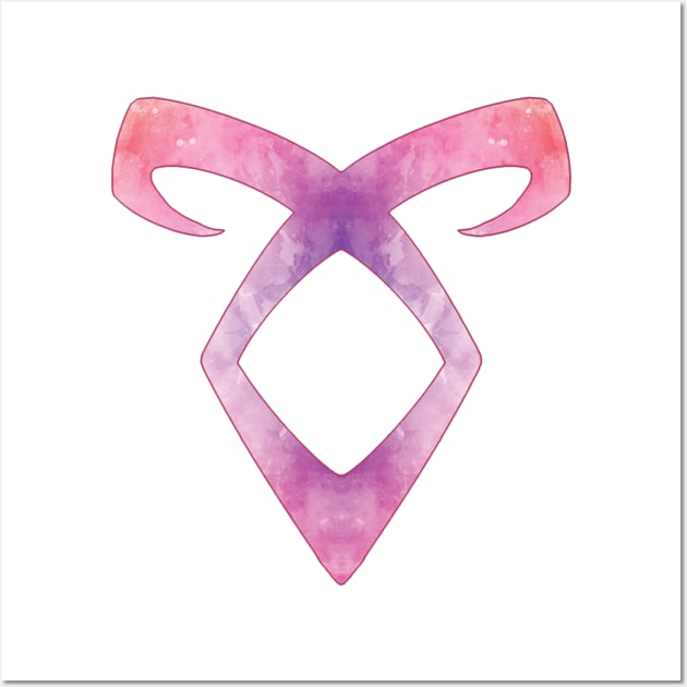 Shadowhunters rune / The mortal instruments - Angelic power rune (pink watercolour) - Clary, Alec, Jace, Izzy, Magnus - Malec - Parabatai Wall Art by Vane22april